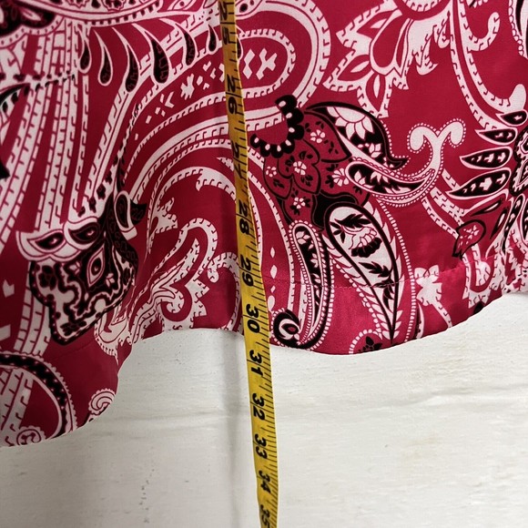 Violet & Claire Pink Paisley Open Front Kimono Top Womens Sz M Lined Boho Satin - Picture 7 of 7